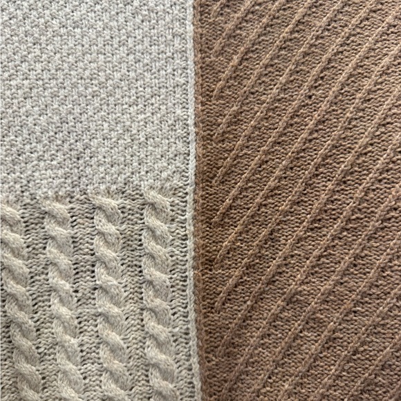 Cream Patchwork Boxy Cable-Knit Cardigan Sweater - Picture 7 of 7